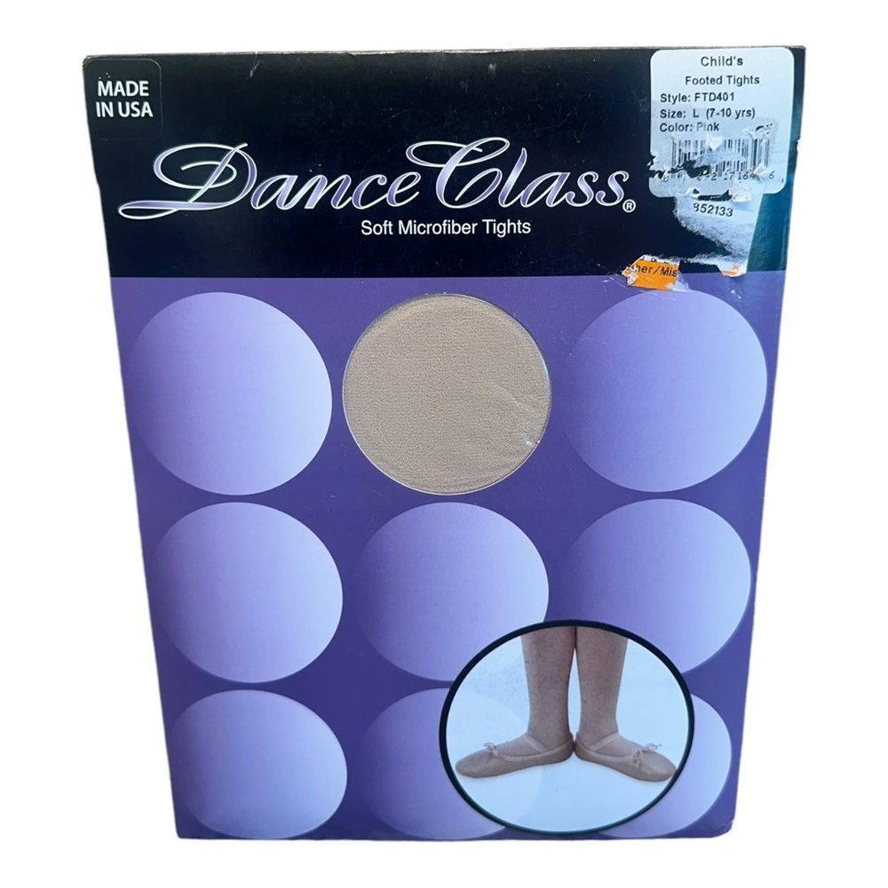 Dance Class child’s footed tights style FTD401 size L 7-10 yrs pink